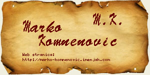 Marko Komnenović vizit kartica